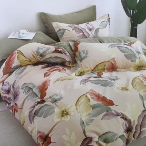 300TC Bahamas Taupe Reversible Cotton Quilt Cover Set | Queen