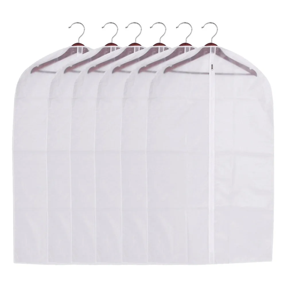 6 PK Suit Garment Bags Dress Storage Translucent Cover 53" Clothing Coat Carrier