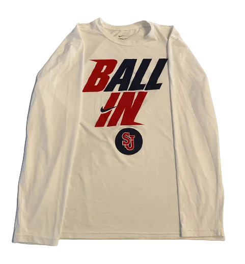 Aaron Wheeler St. John's Basketball Team Issued "BALL IN" Long Sleeve Bench Shirt (Size XL)