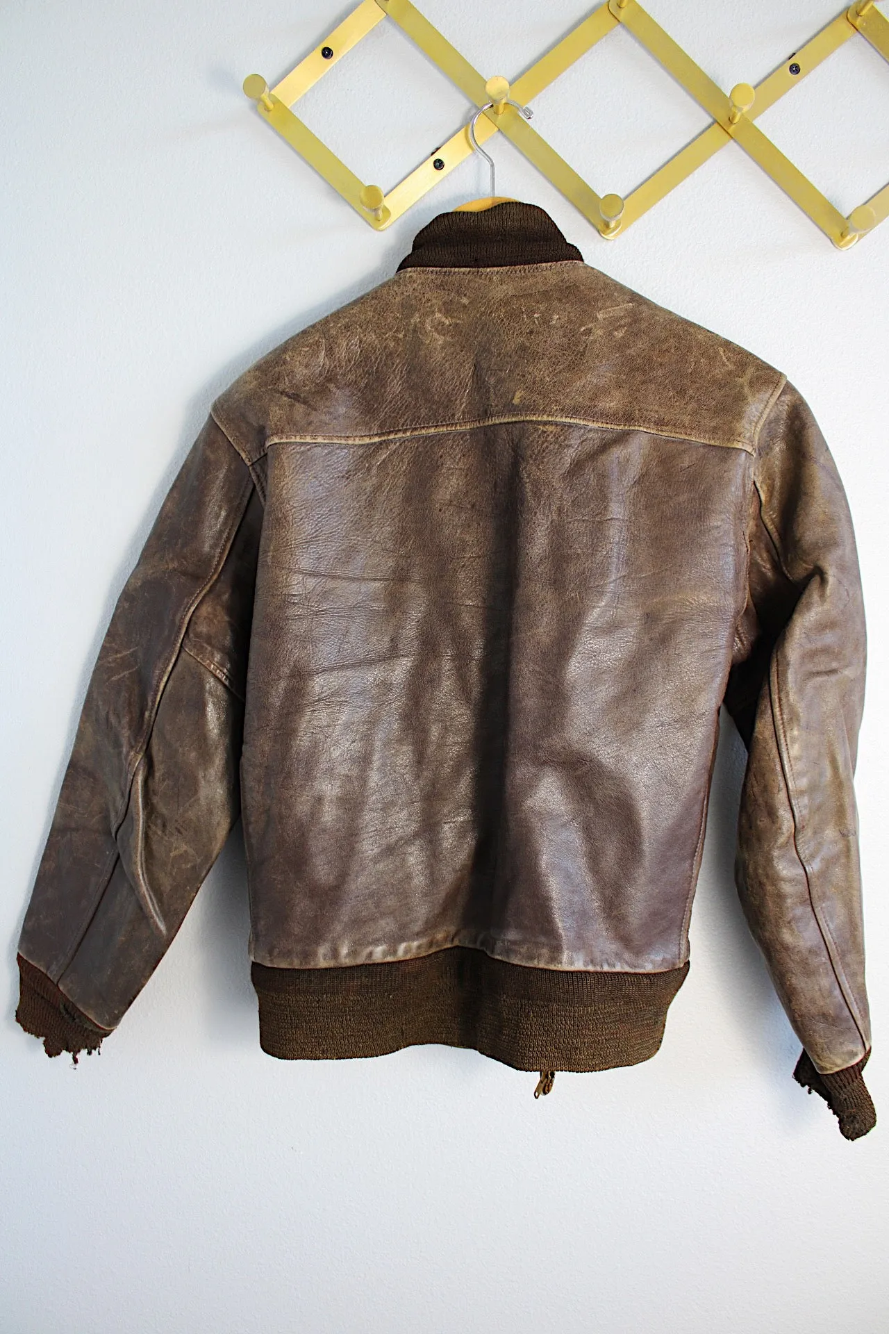 Brown Leather Bomber Jacket