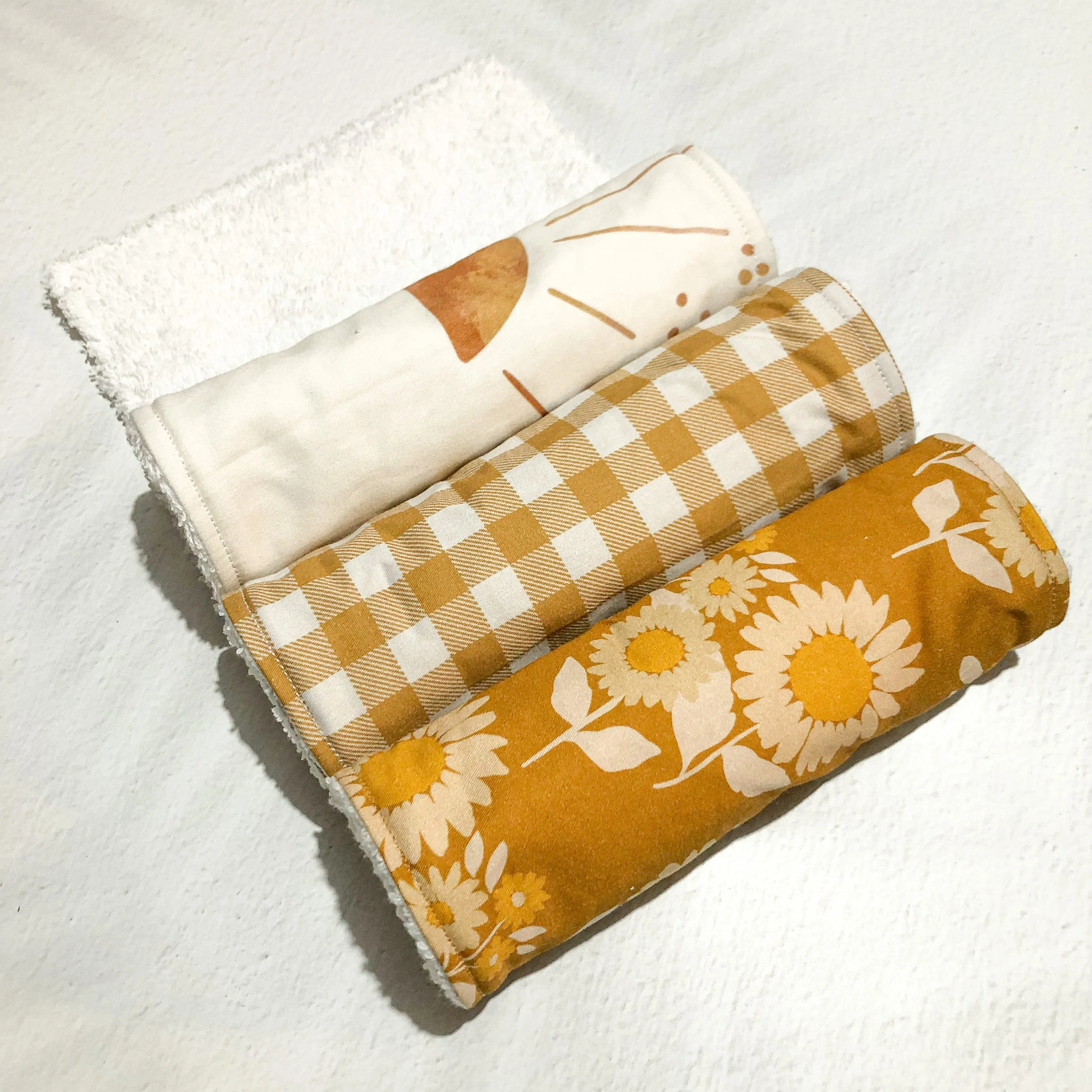 Burp Cloth Single - Beige Gingham
