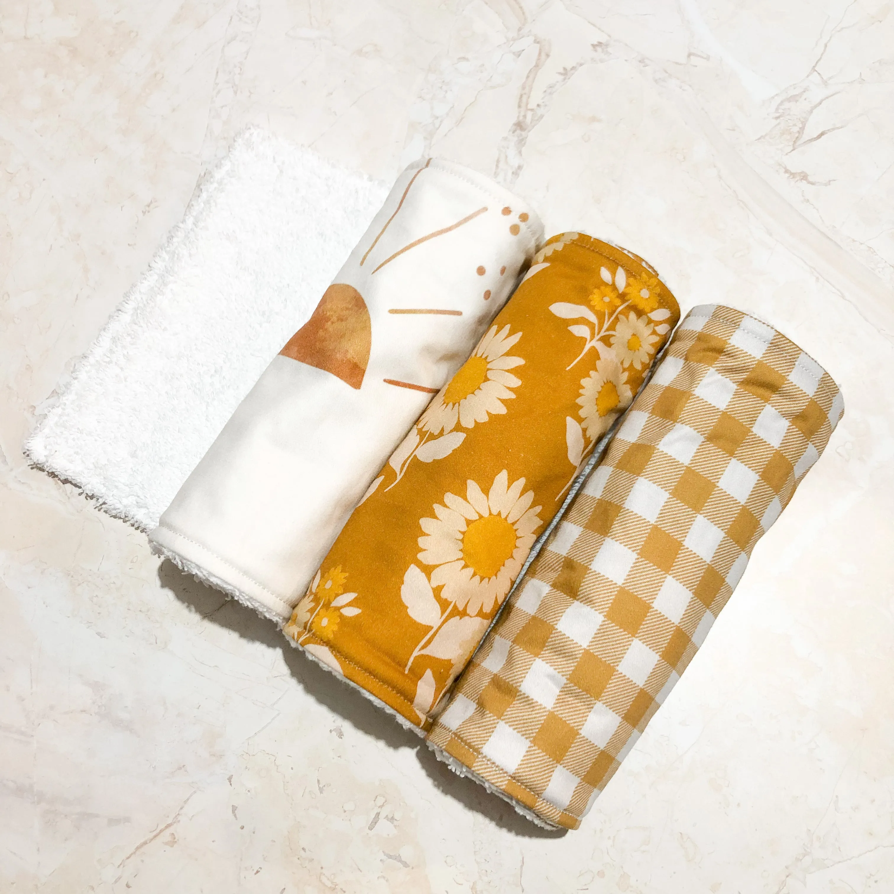 Burp Cloth Single - Beige Gingham