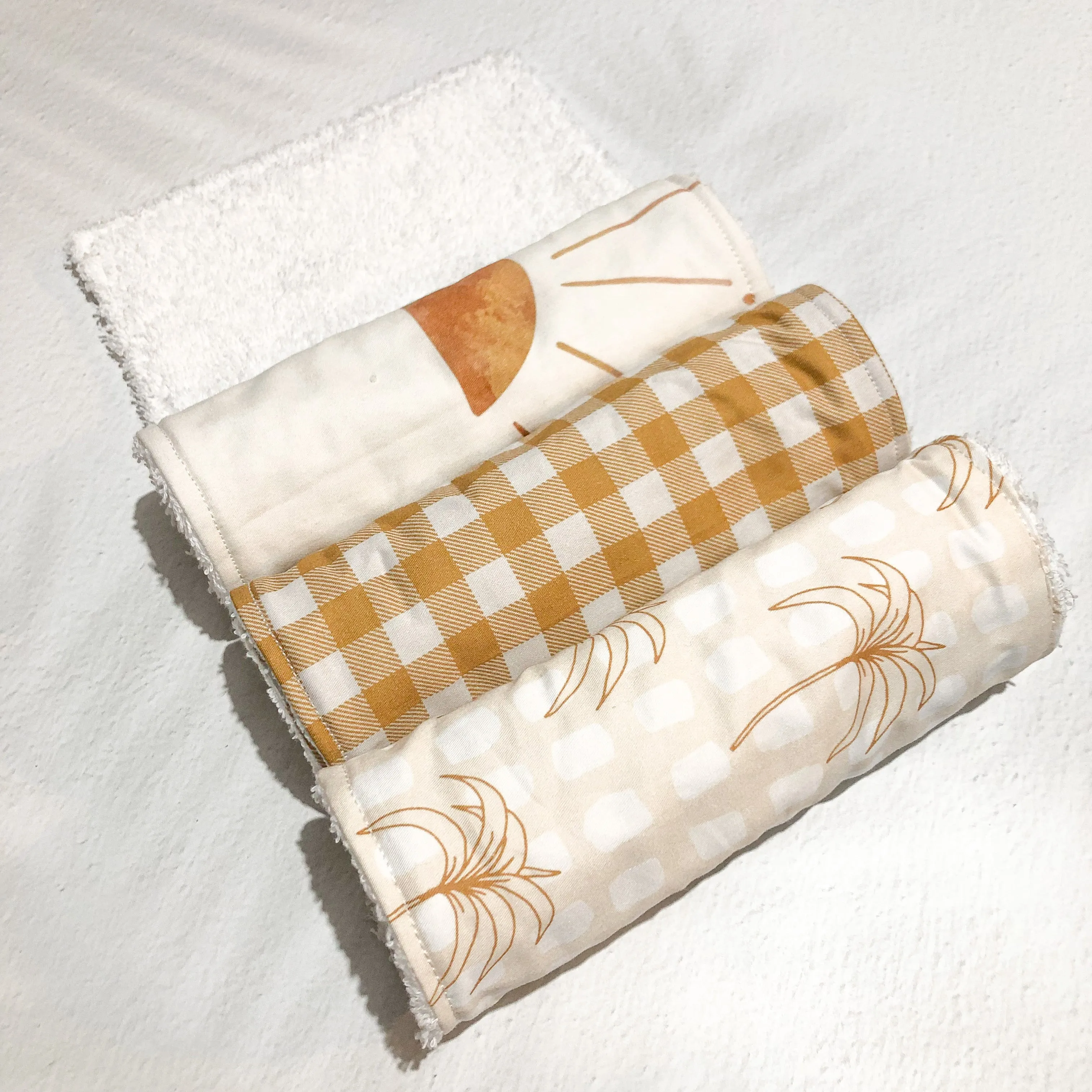 Burp Cloth Single - Beige Gingham