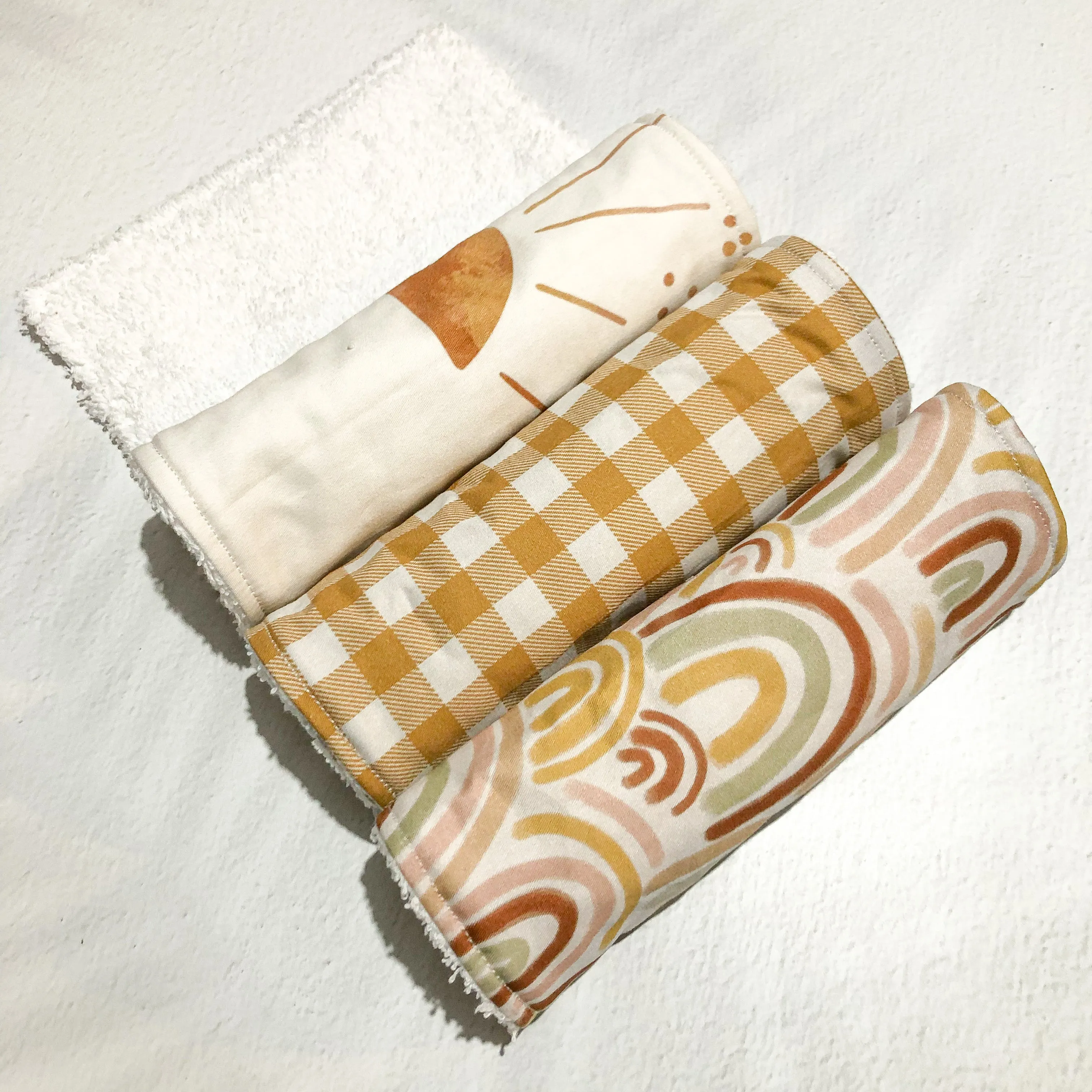 Burp Cloth Single - Beige Gingham