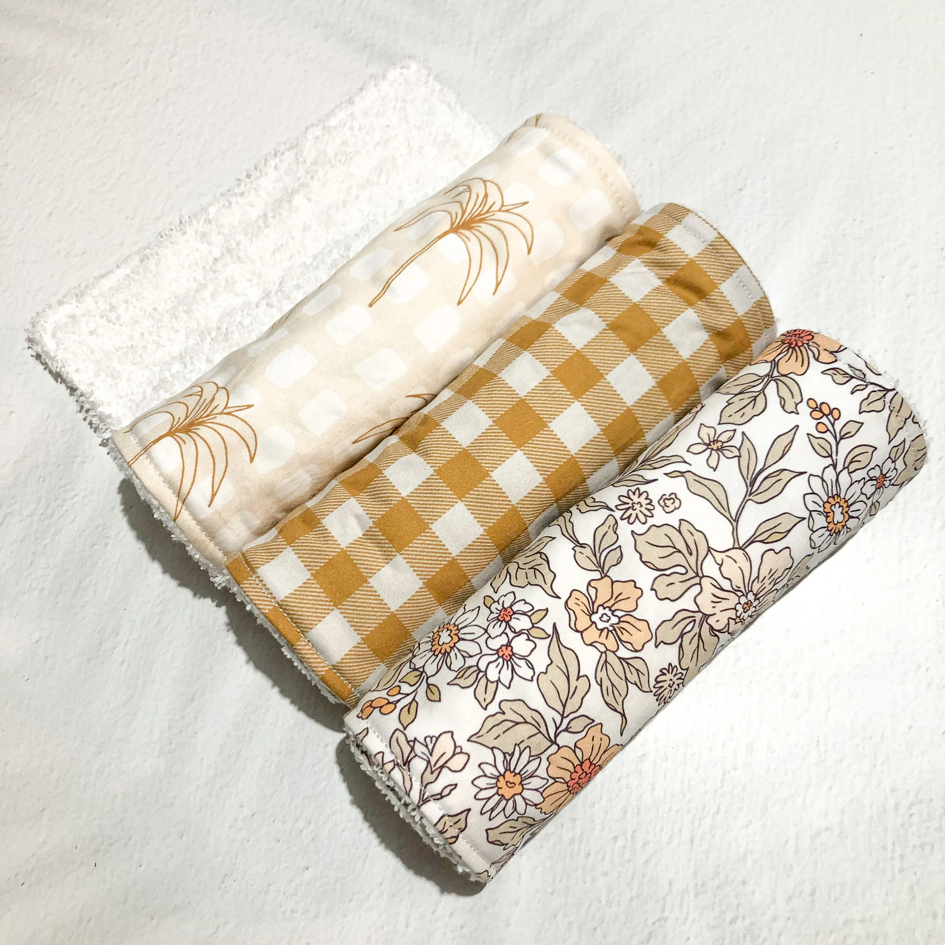 Burp Cloth Single - Beige Gingham
