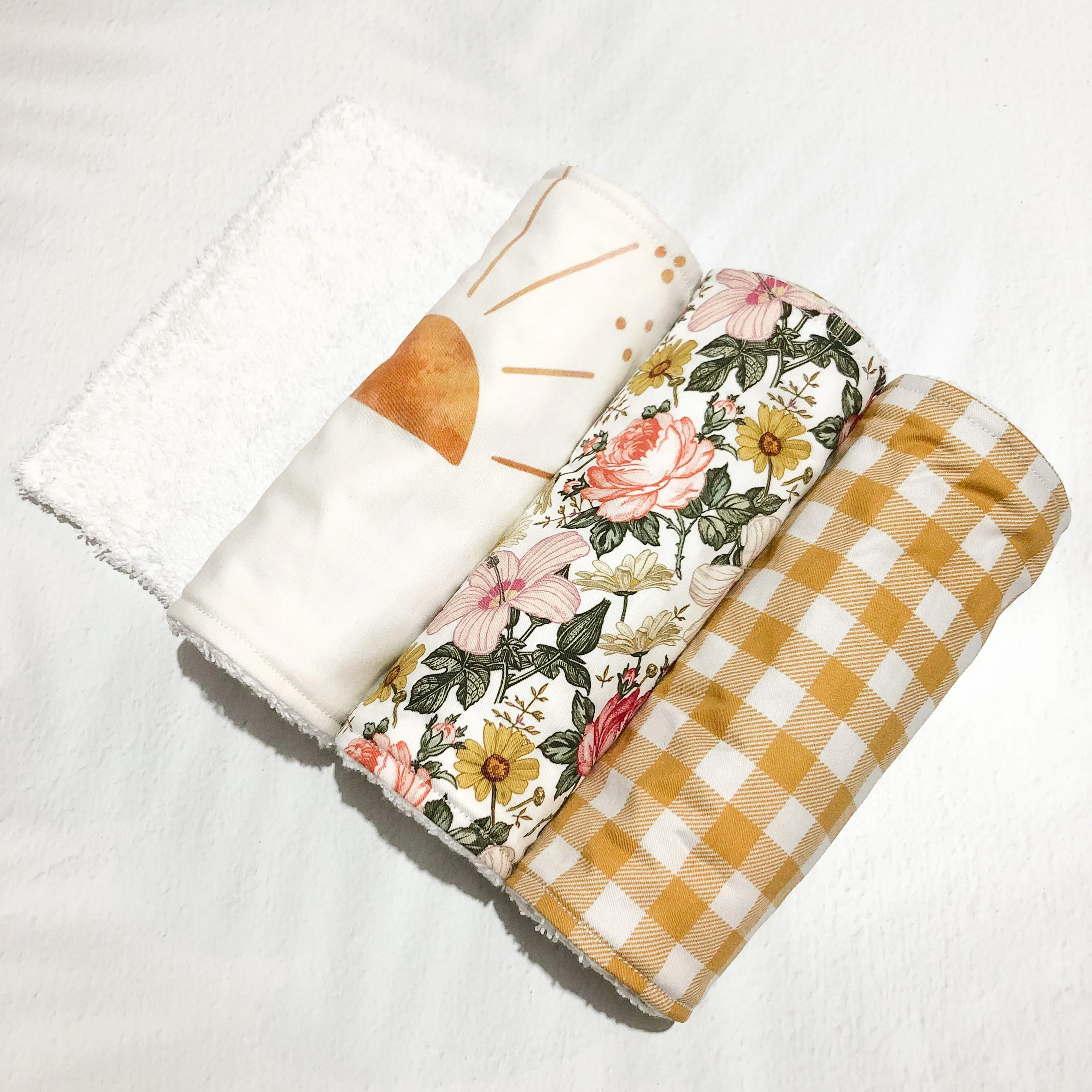 Burp Cloth Single - Beige Gingham
