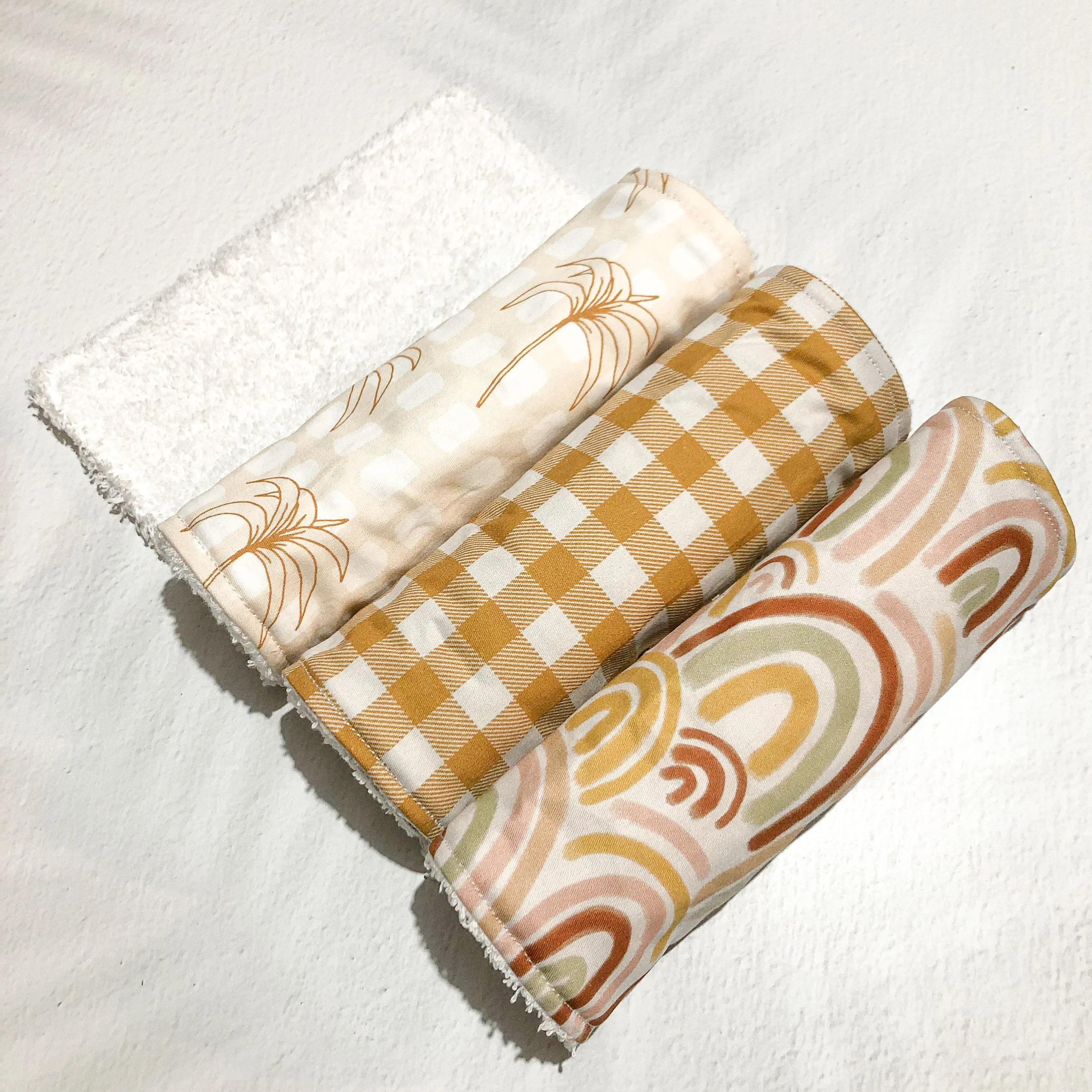 Burp Cloth Single - Beige Gingham