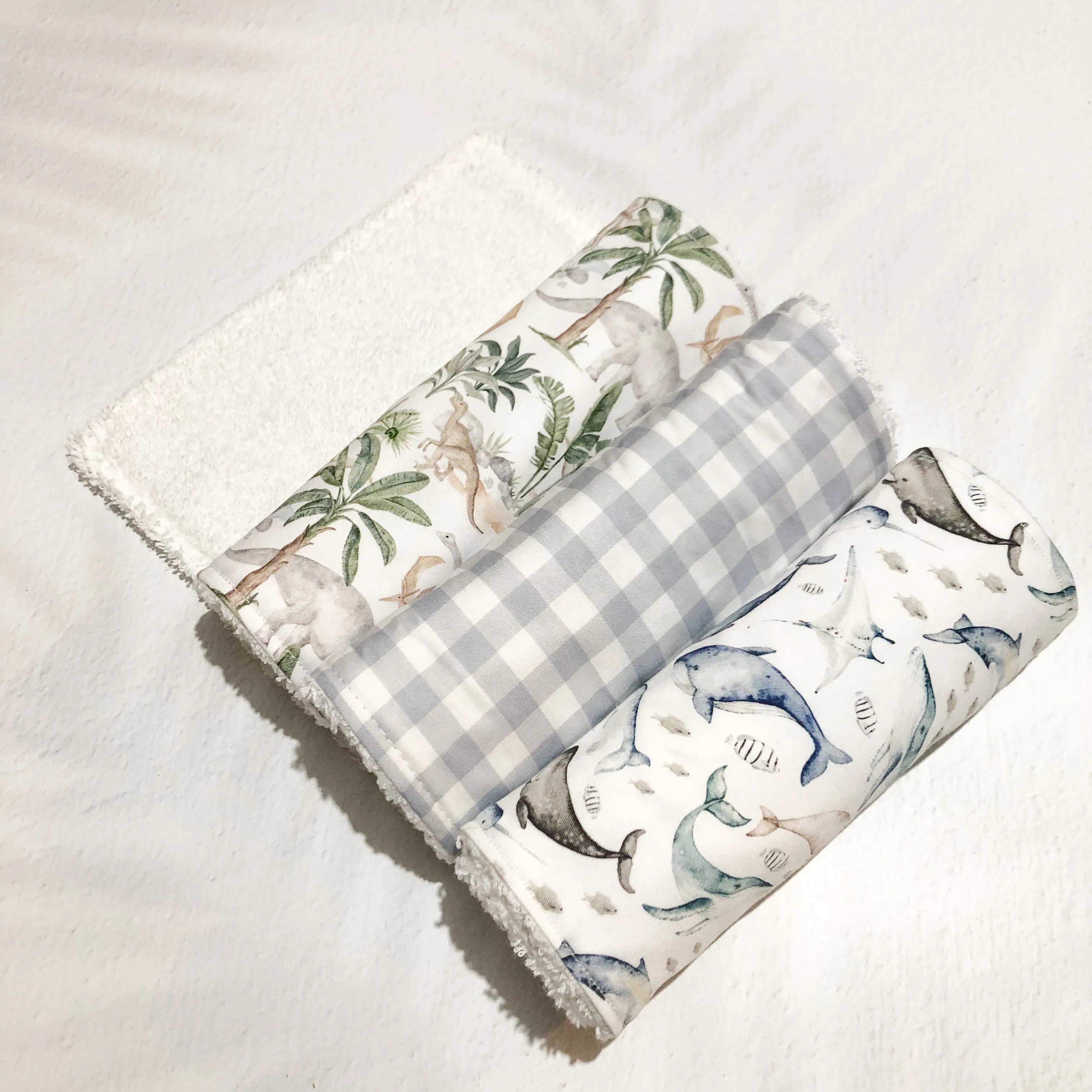 Burp Cloth Single - Grey Gingham