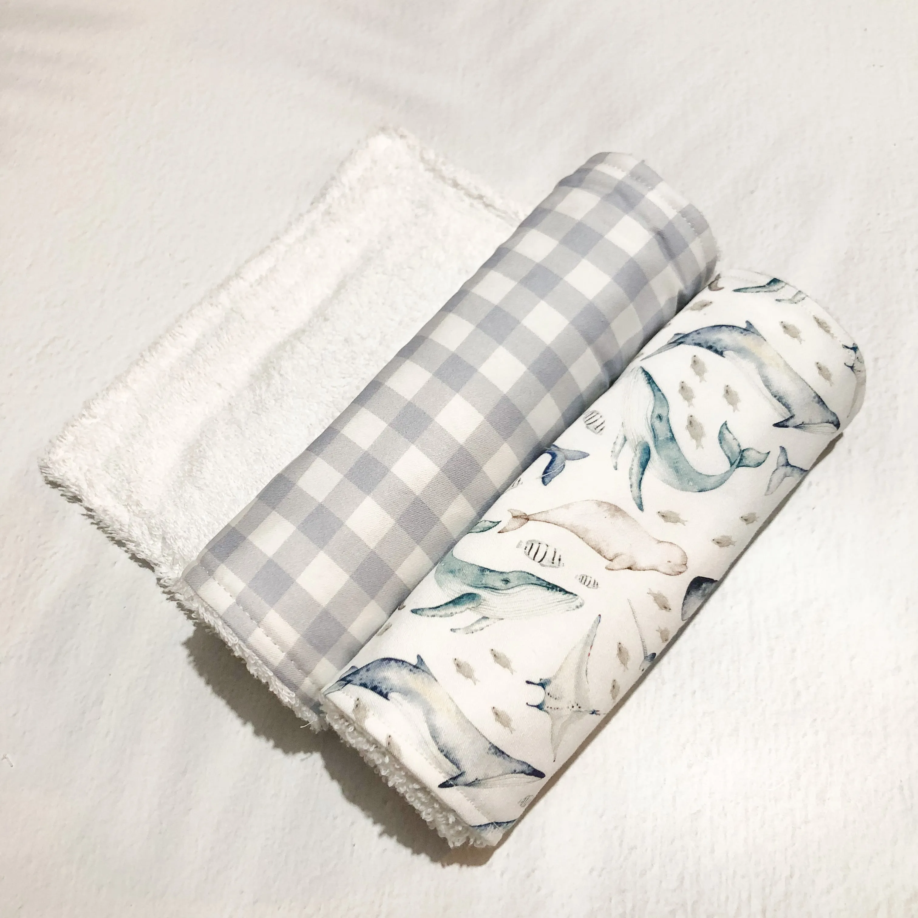 Burp Cloth Single - Grey Gingham