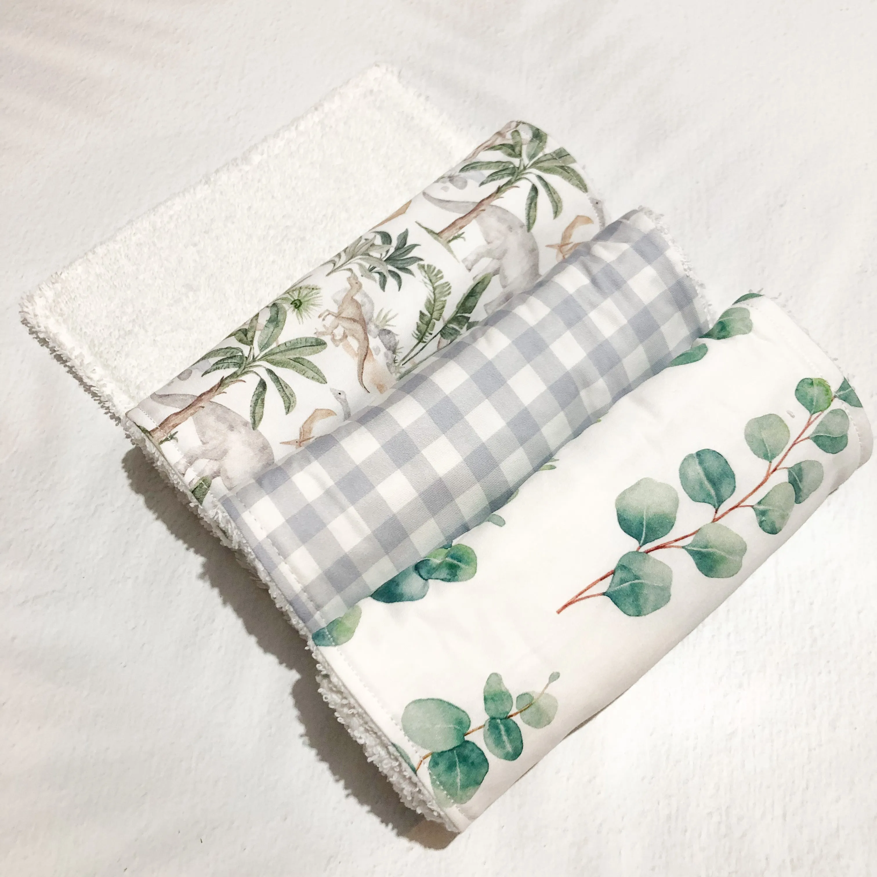 Burp Cloth Single - Grey Gingham