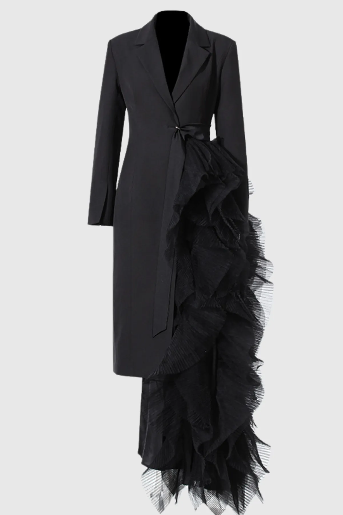 Dataya Mesh Patchwork Coat - Black