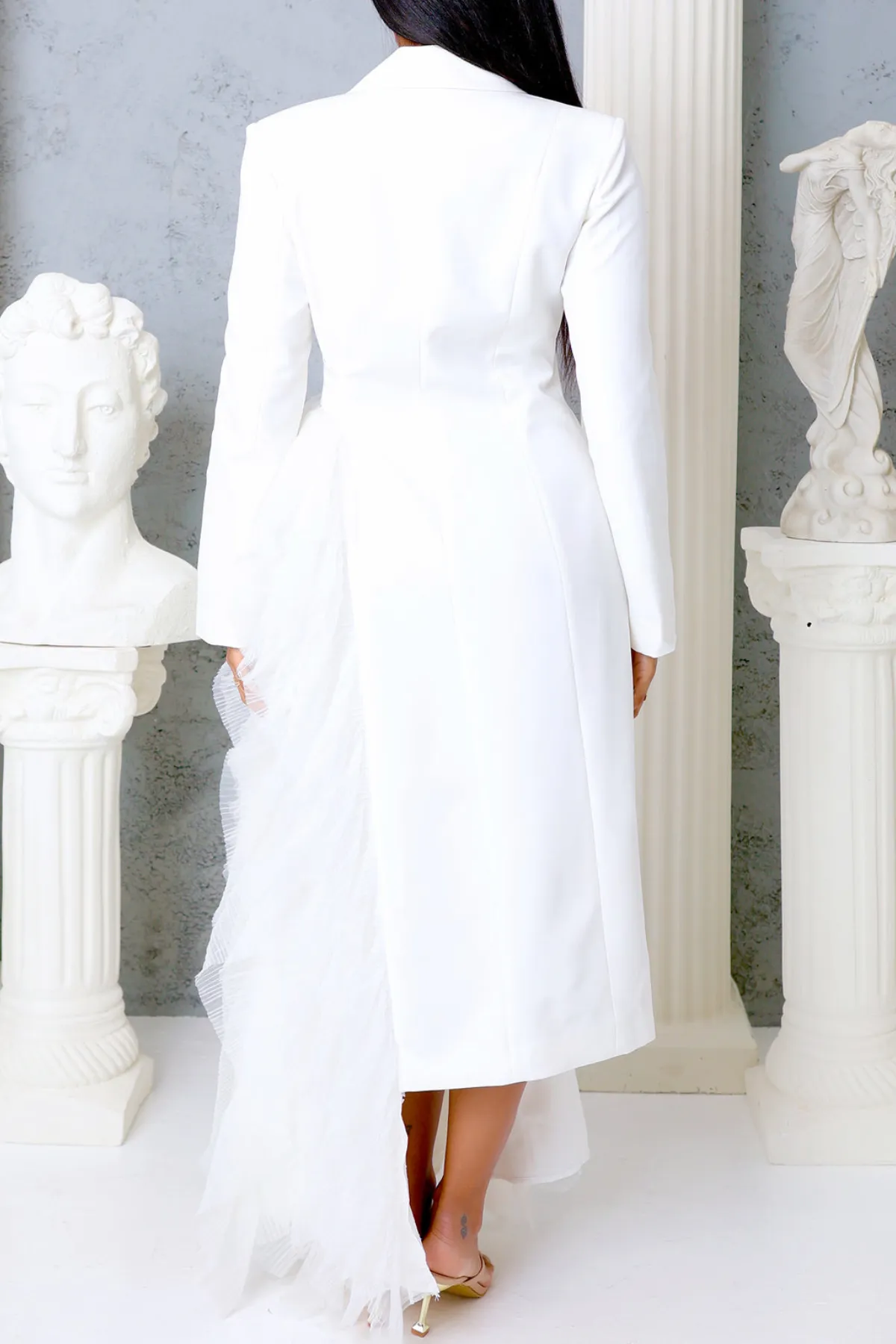 Dataya Mesh Patchwork Coat - White