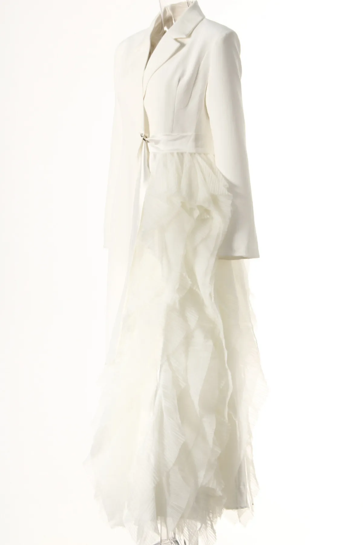 Dataya Mesh Patchwork Coat - White