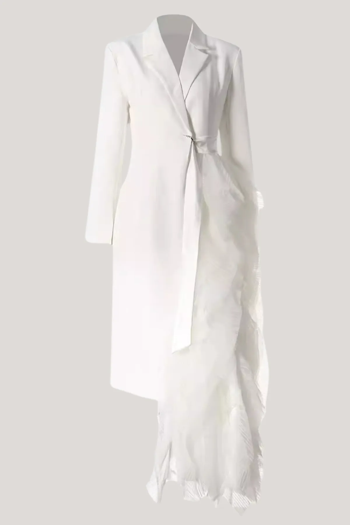 Dataya Mesh Patchwork Coat - White