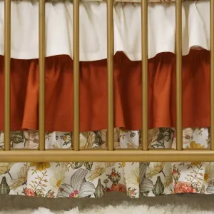 Earthy Vintage Floral Ruffled Crib Skirt