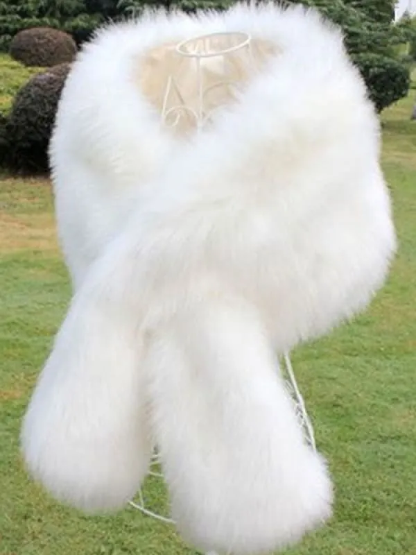 Faux Fur Wrap Black Short Sleeve Women'S Winter Shawl