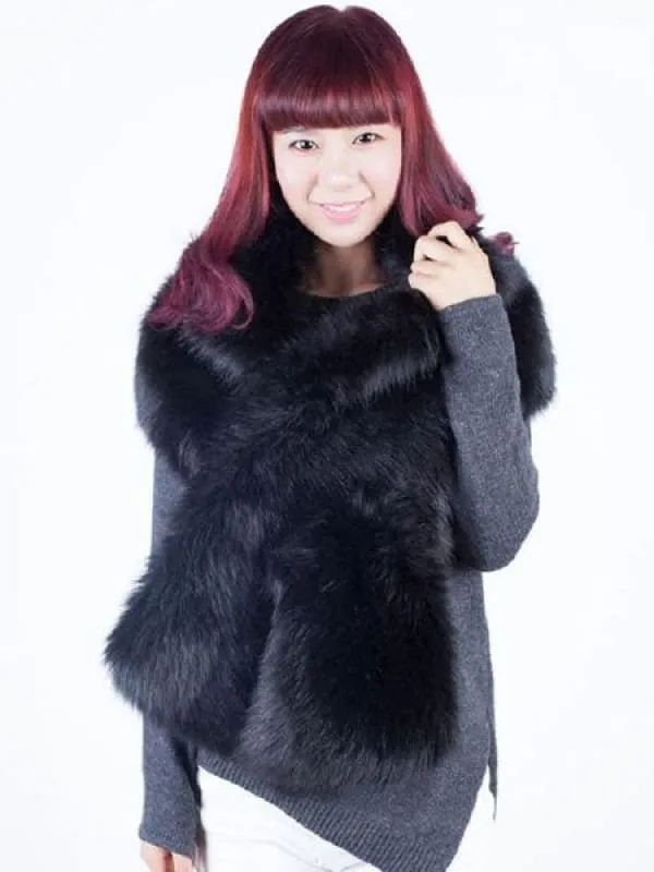 Faux Fur Wrap Black Short Sleeve Women'S Winter Shawl