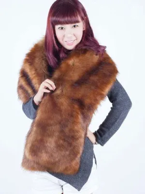 Faux Fur Wrap Black Short Sleeve Women'S Winter Shawl