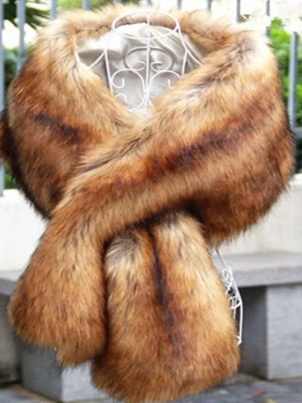 Faux Fur Wrap Black Short Sleeve Women'S Winter Shawl