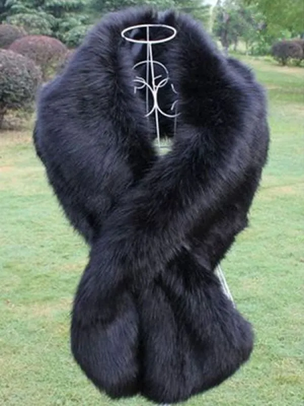 Faux Fur Wrap Black Short Sleeve Women'S Winter Shawl