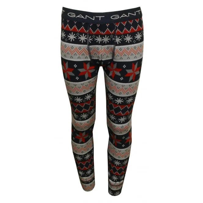 Gant Fair Isle Print Boys Long Johns, Grey/Blue