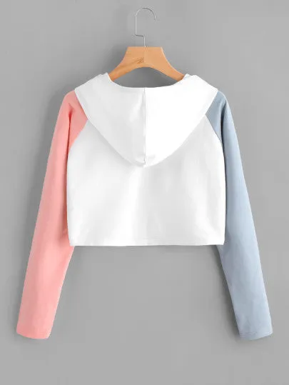 Invasion alien contrast crop hoodie sweater
