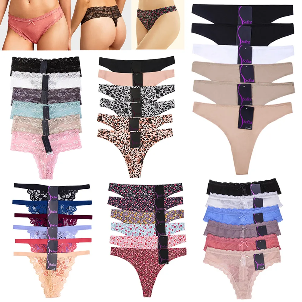 Lot Of 12 Women Ladies Flower Lace Bikini Thongs Panties Briefs Underwear Small