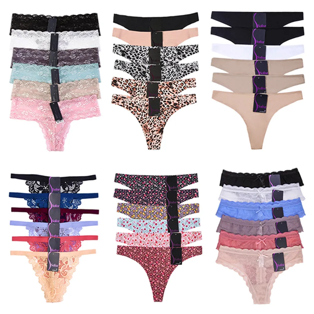 Lot Of 12 Women Ladies Flower Lace Bikini Thongs Panties Briefs Underwear Small