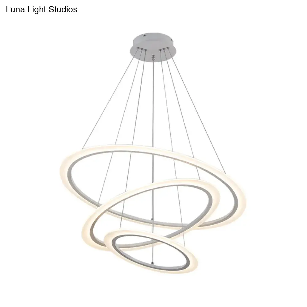 Multi Tier 2-3-4 Pendant Chandelier Acrylic White LED Ceiling Hang Light for Dining Room