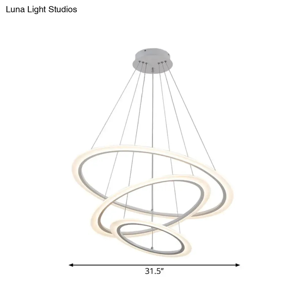 Multi Tier 2-3-4 Pendant Chandelier Acrylic White LED Ceiling Hang Light for Dining Room