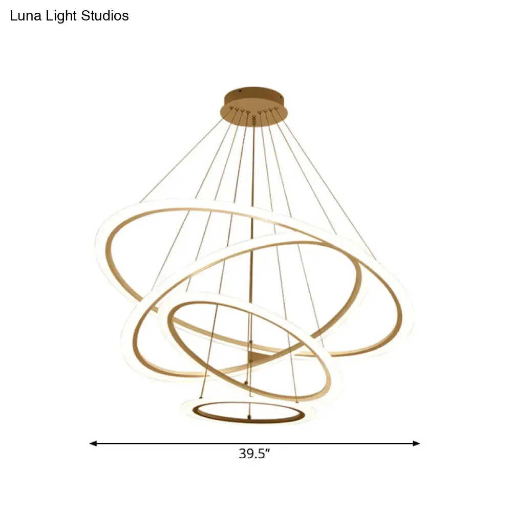Multi Tier 2-3-4 Pendant Chandelier Acrylic White LED Ceiling Hang Light for Dining Room