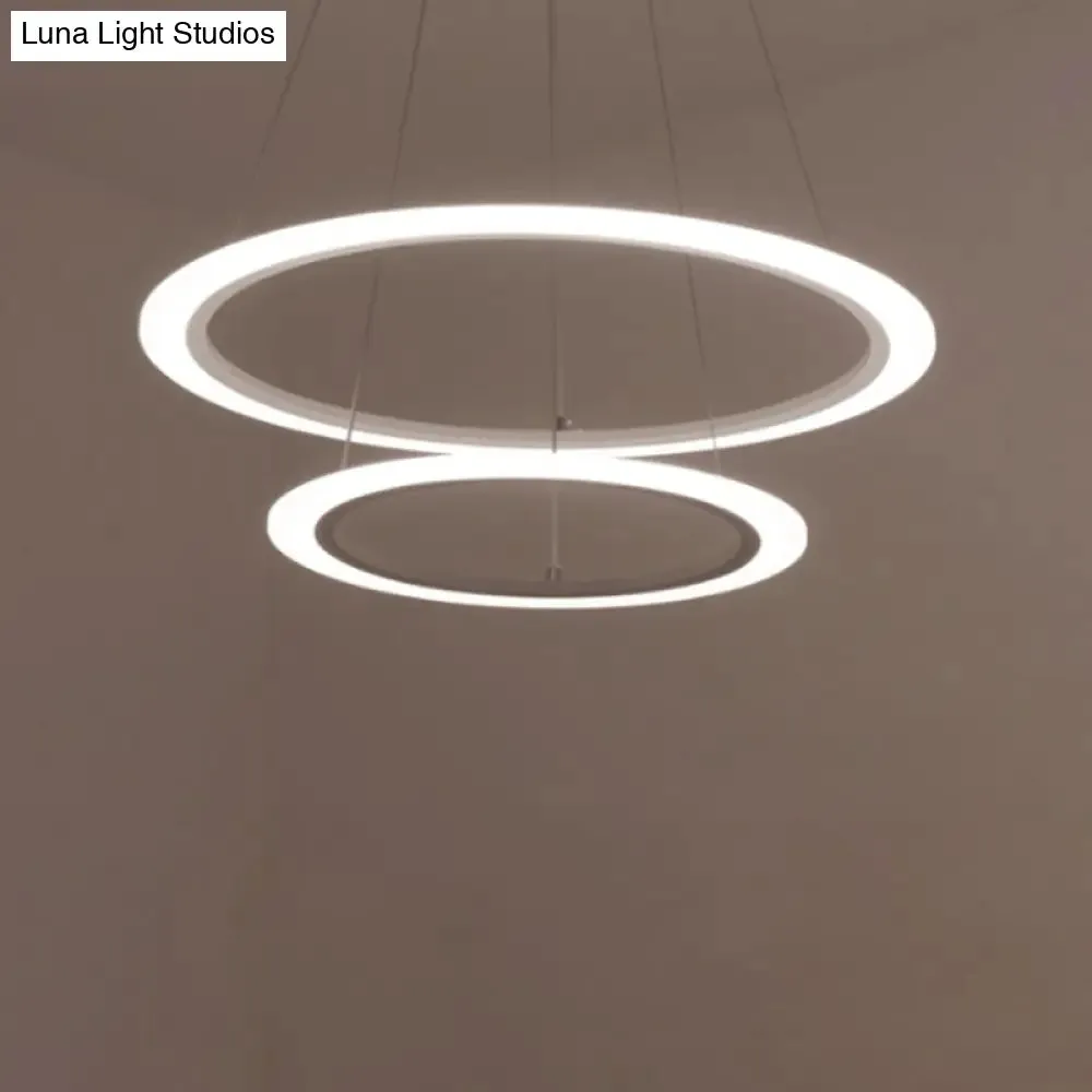 Multi Tier 2-3-4 Pendant Chandelier Acrylic White LED Ceiling Hang Light for Dining Room