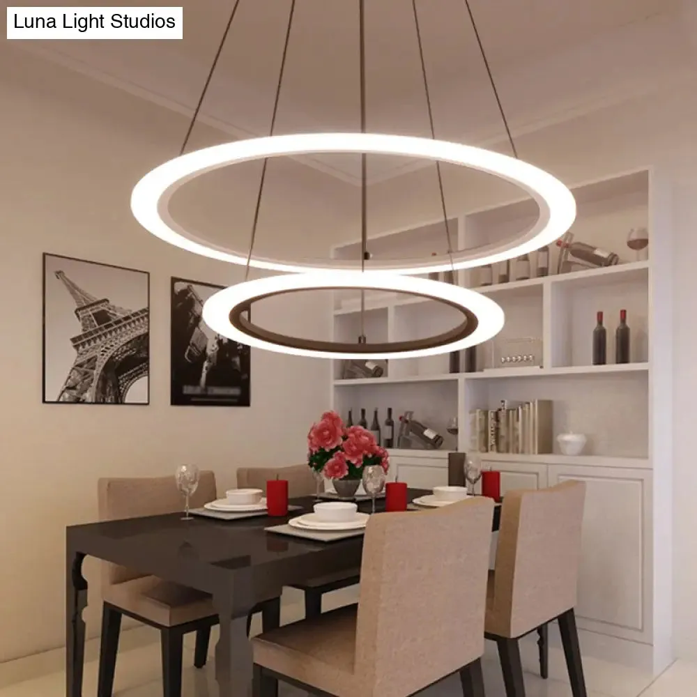 Multi Tier 2-3-4 Pendant Chandelier Acrylic White LED Ceiling Hang Light for Dining Room