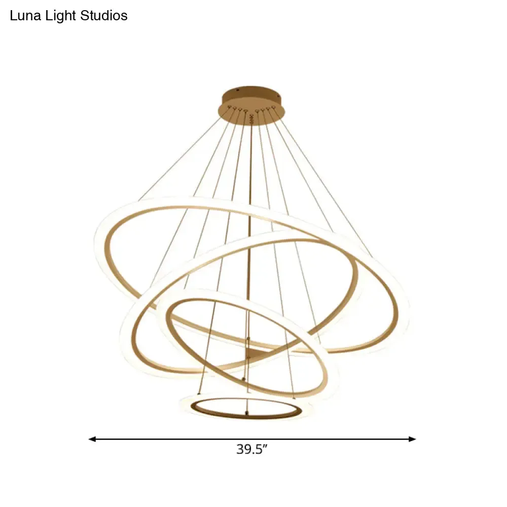 Multi Tier 2-3-4 Pendant Chandelier Acrylic White LED Ceiling Hang Light for Dining Room