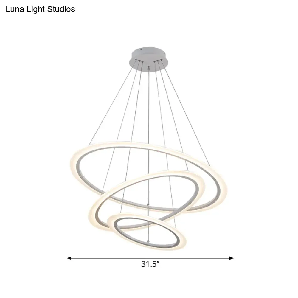 Multi Tier 2-3-4 Pendant Chandelier Acrylic White LED Ceiling Hang Light for Dining Room