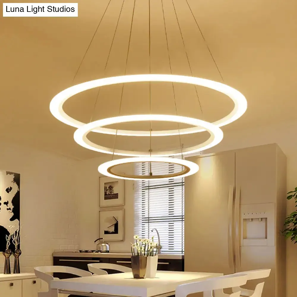 Multi Tier 2-3-4 Pendant Chandelier Acrylic White LED Ceiling Hang Light for Dining Room