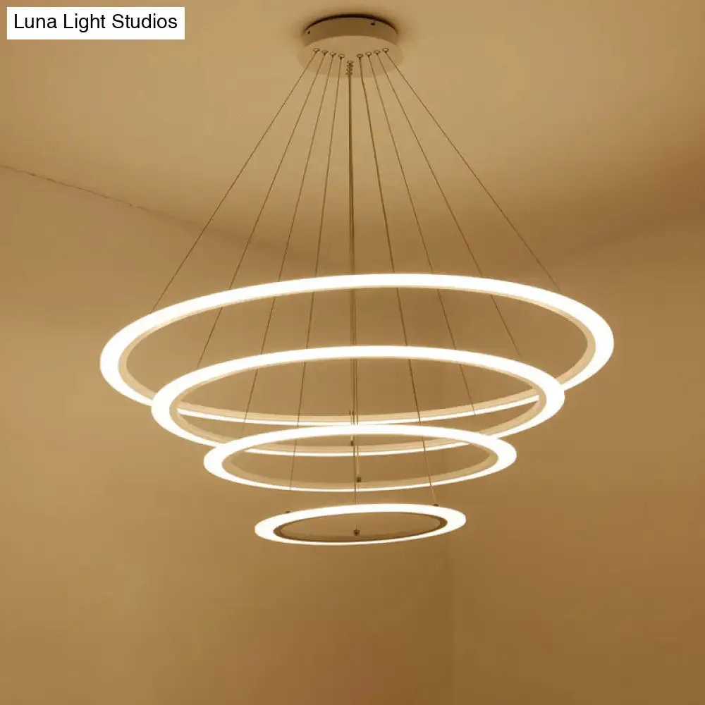 Multi Tier 2-3-4 Pendant Chandelier Acrylic White LED Ceiling Hang Light for Dining Room