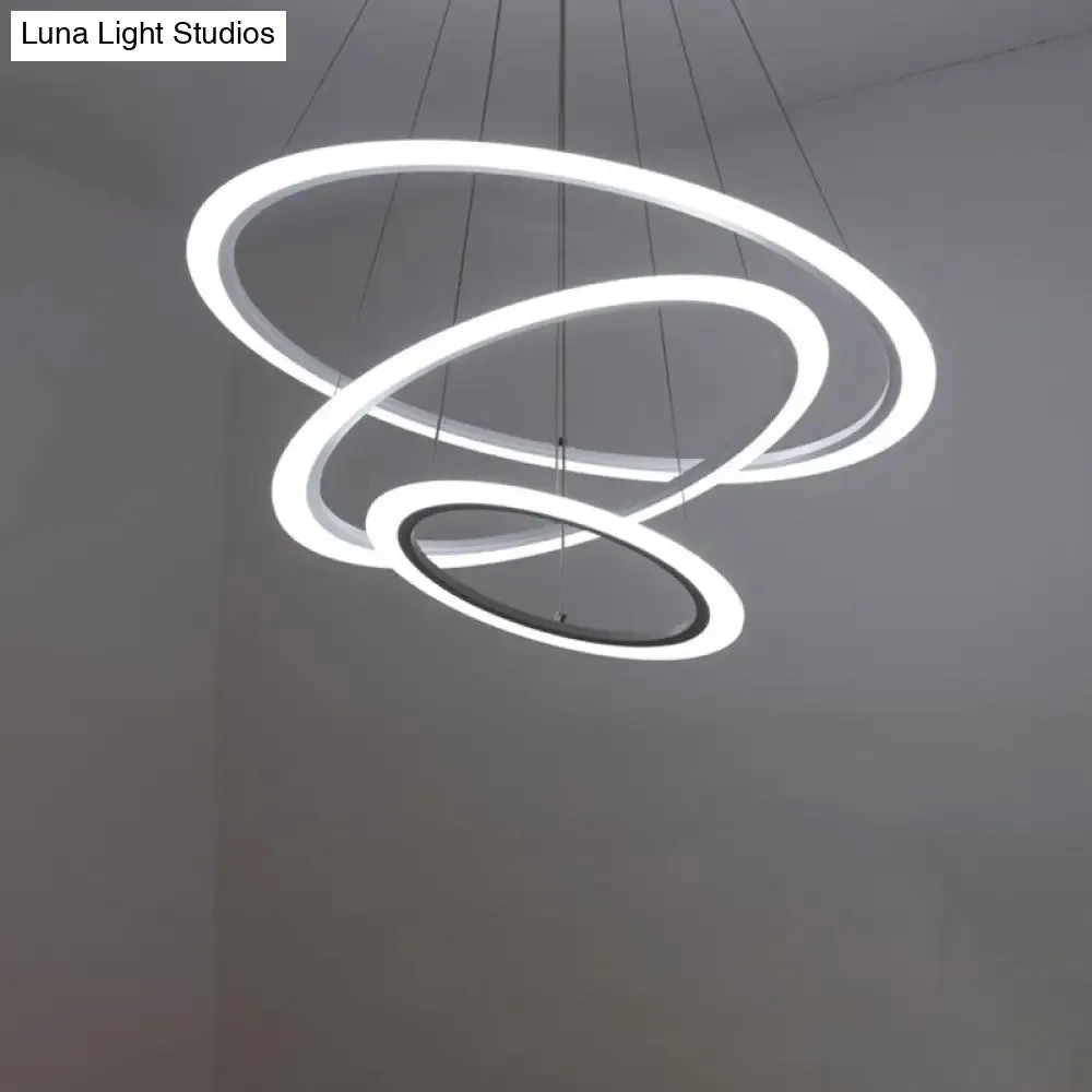 Multi Tier 2-3-4 Pendant Chandelier Acrylic White LED Ceiling Hang Light for Dining Room