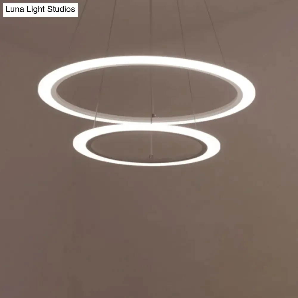 Multi Tier 2-3-4 Pendant Chandelier Acrylic White LED Ceiling Hang Light for Dining Room