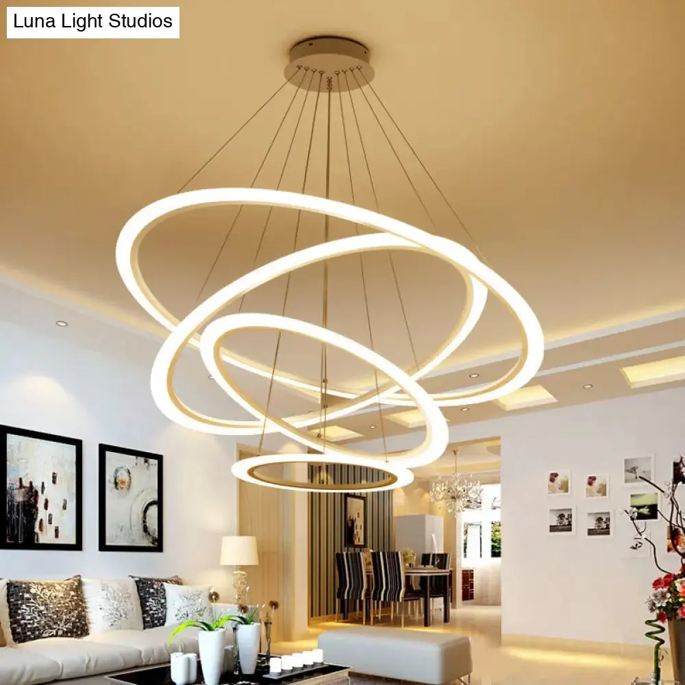 Multi Tier 2-3-4 Pendant Chandelier Acrylic White LED Ceiling Hang Light for Dining Room