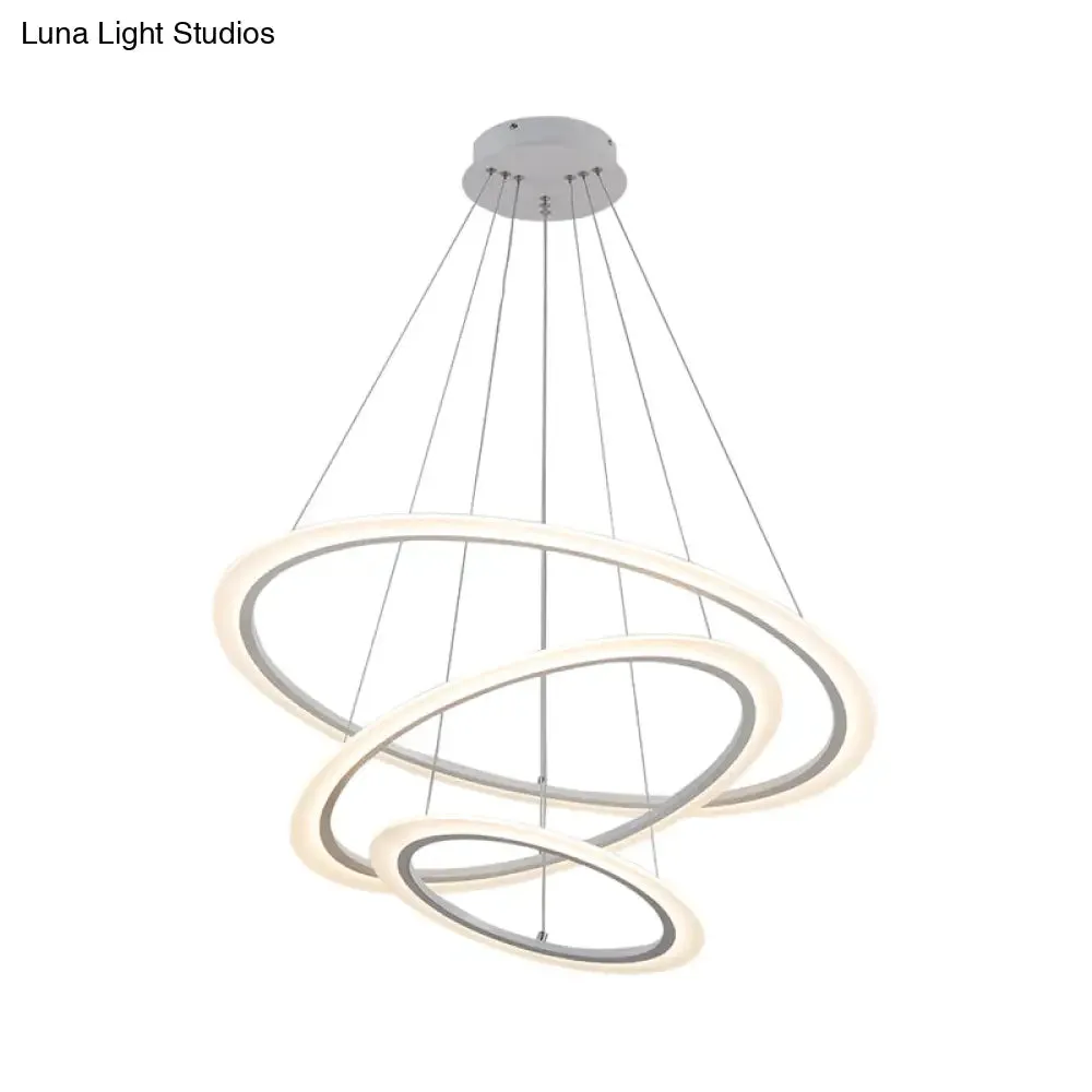Multi Tier 2-3-4 Pendant Chandelier Acrylic White LED Ceiling Hang Light for Dining Room