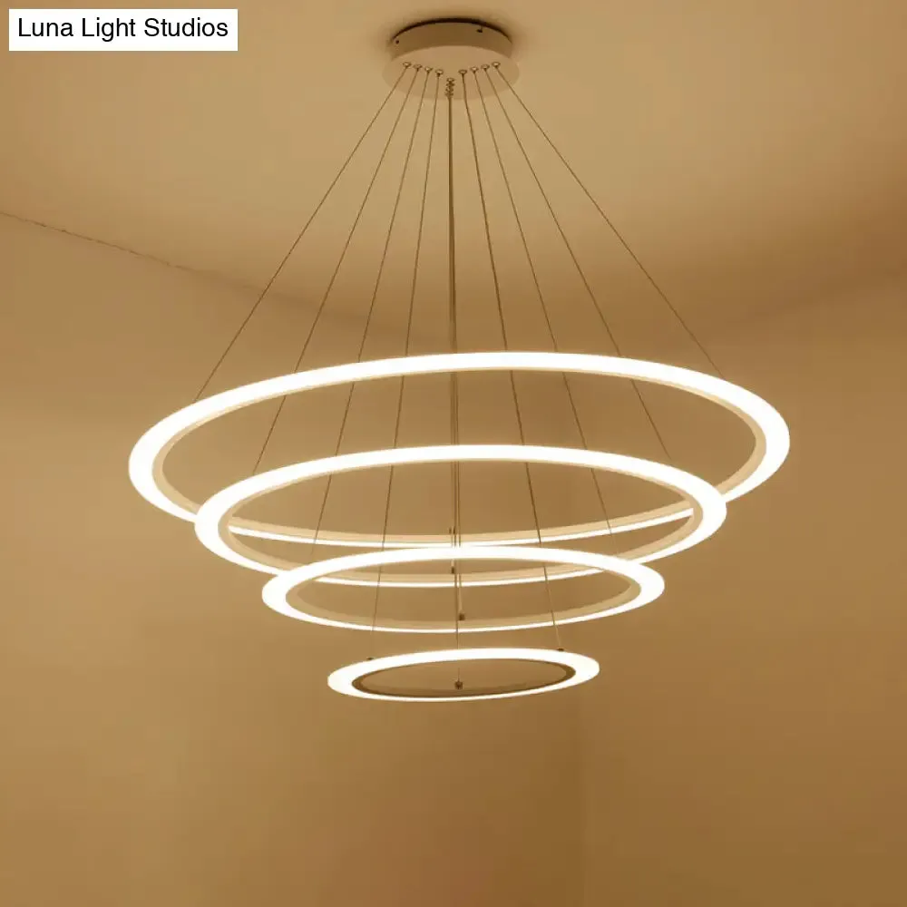 Multi Tier 2-3-4 Pendant Chandelier Acrylic White LED Ceiling Hang Light for Dining Room
