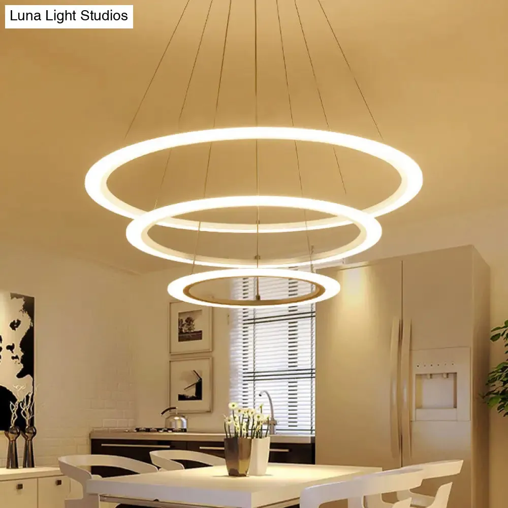 Multi Tier 2-3-4 Pendant Chandelier Acrylic White LED Ceiling Hang Light for Dining Room