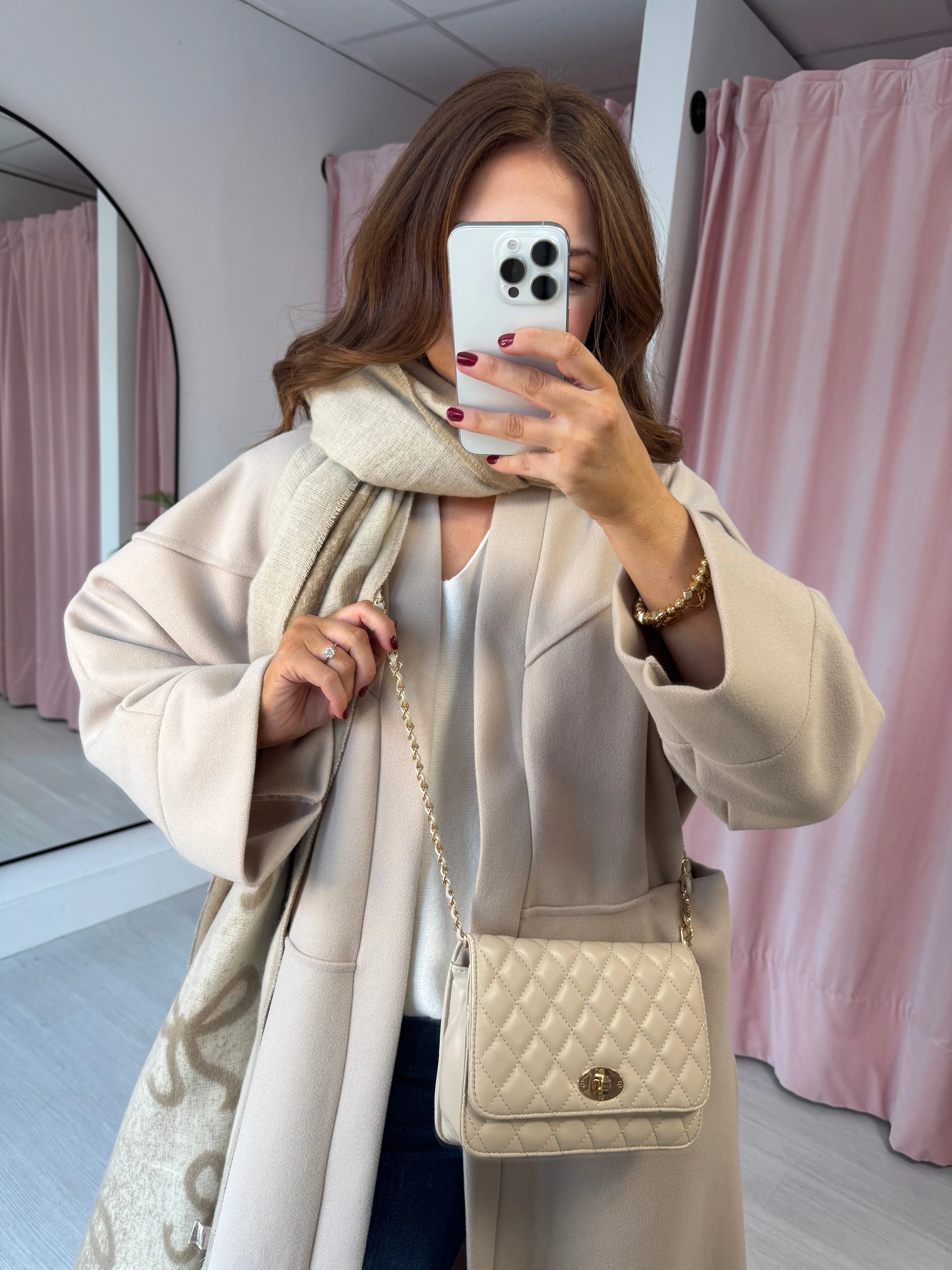 Quilted Flap Bag - Cream