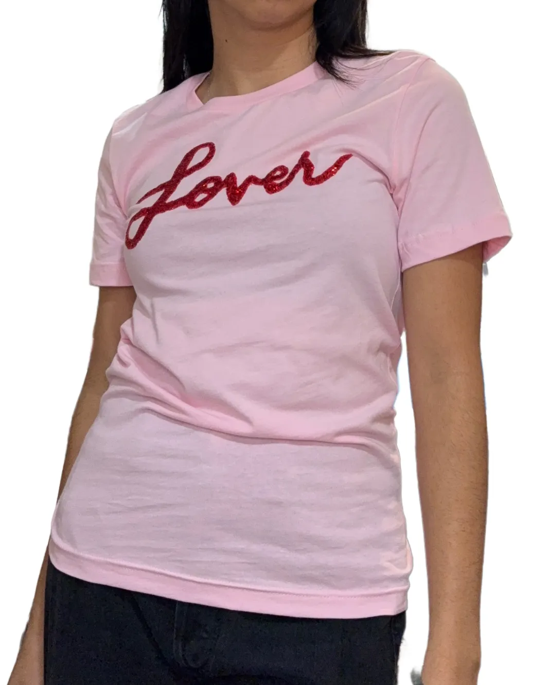 SEQUIN LOVER TEE IN PINK