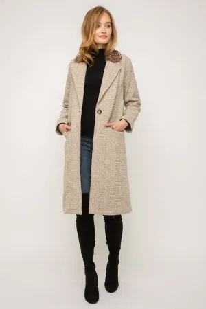 Shelby Leopard Fur Collar Coat