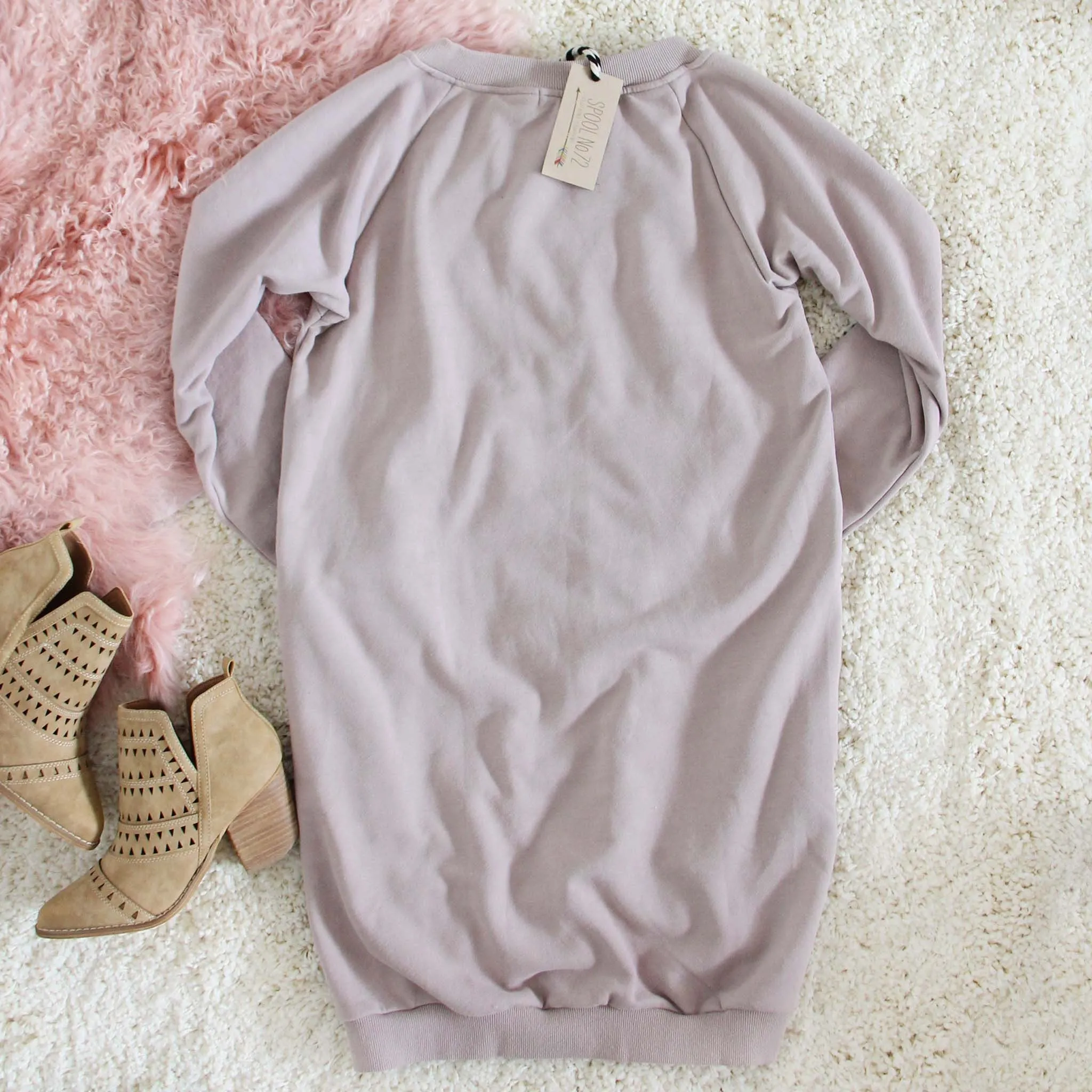 The Lace-up Sweatshirt Dress in Taupe