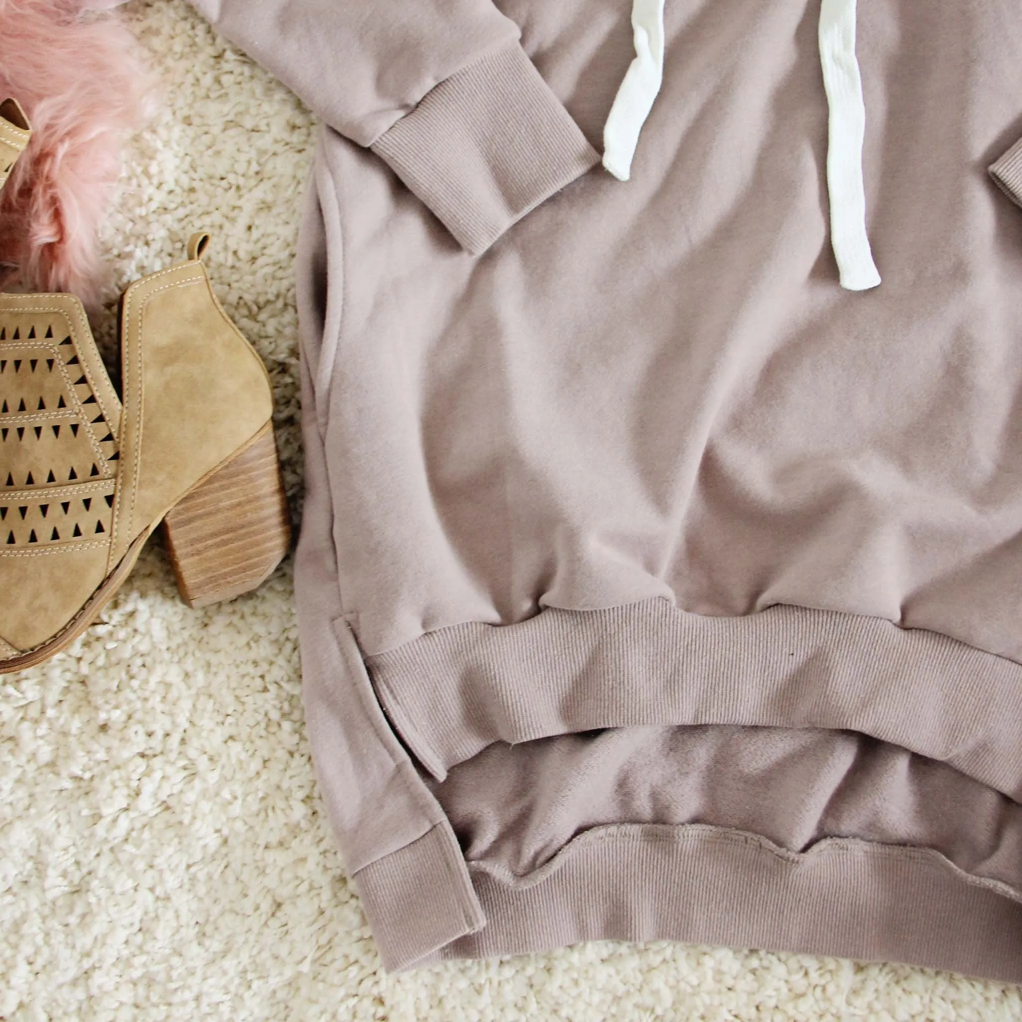 The Lace-up Sweatshirt Dress in Taupe