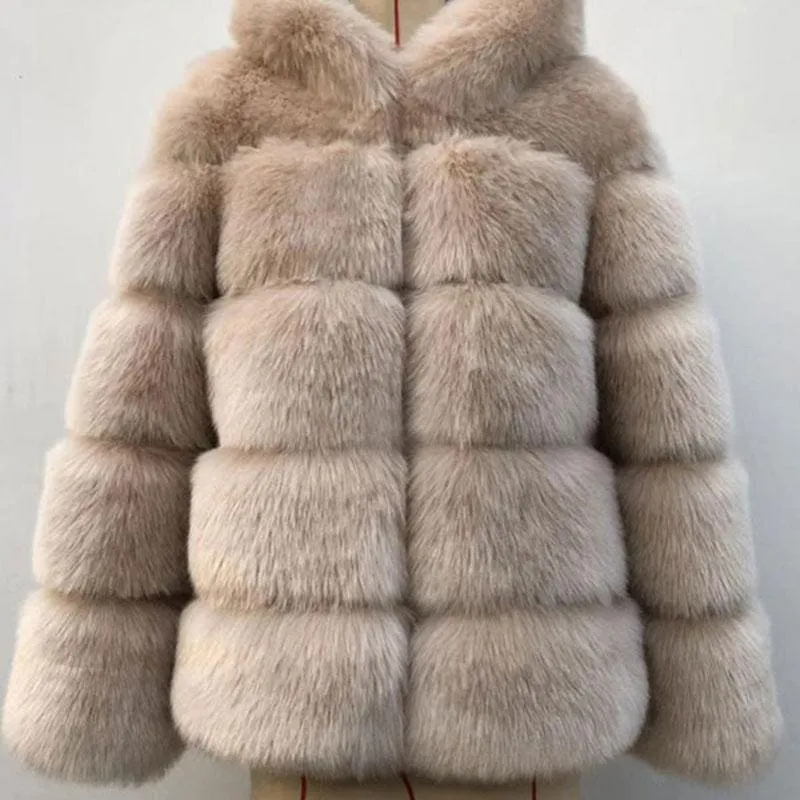 Women's Daily Winter Hooded Faux Fur Coat