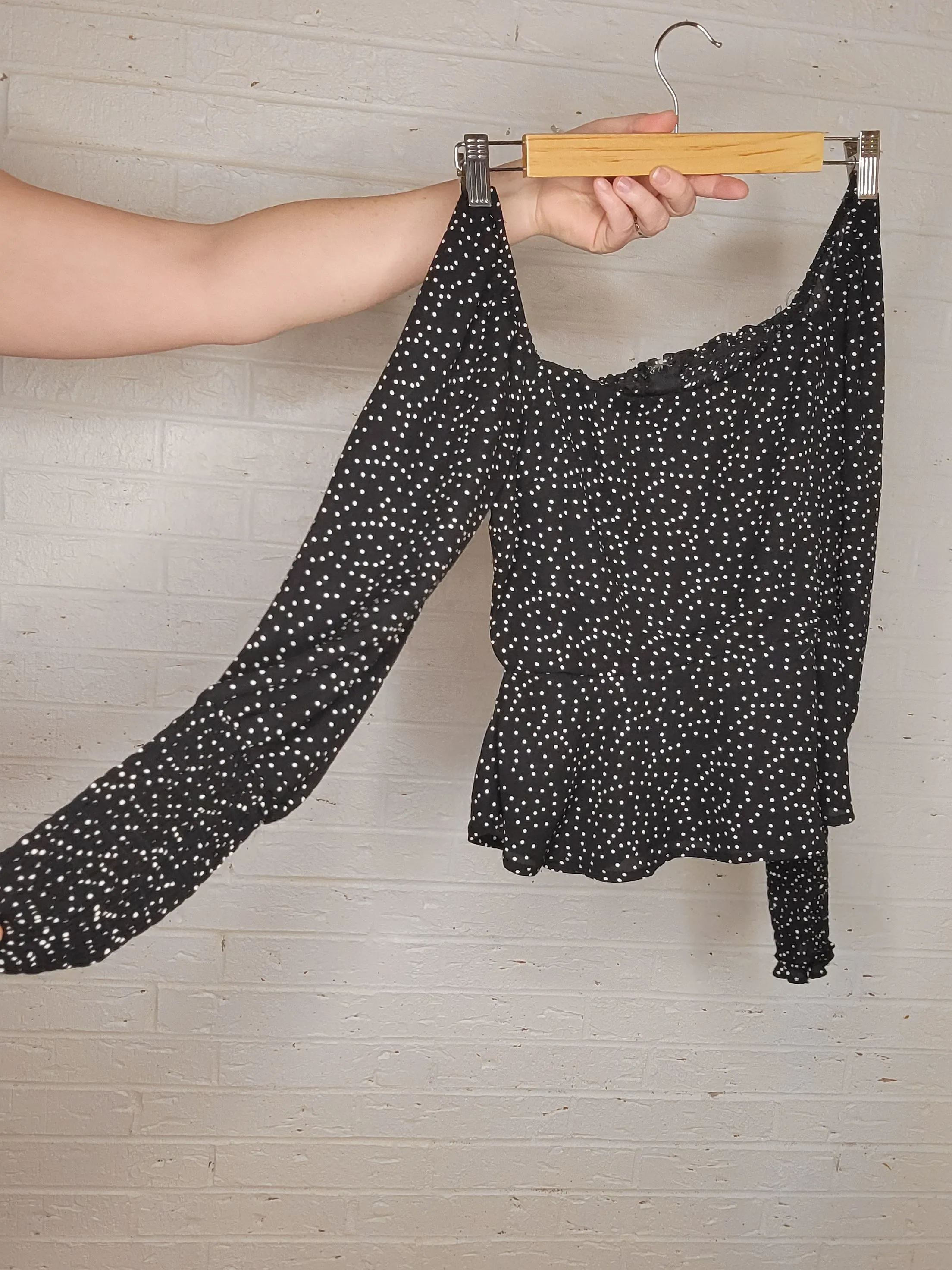 XS - Sheer Sleeve Dot Top